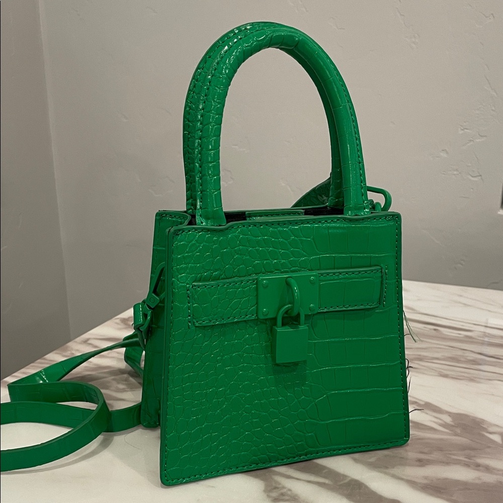 Green Crocodile-Embossed Handbag